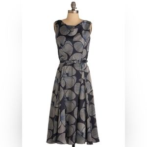 Eva Franco Cockleshell Print Retro style Swing Dress Size US 4